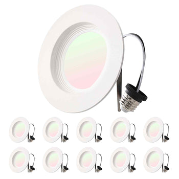 10 Pack LED Recessed Lighting, 4 Inches, Retrofit Can Lights, 750 LM 9W 120V, Selectable 5CCT 2700K/3000K/3500K/4000K/5000K, 10% to 100% Dimmable, Compatible with E26 Base and TP24 Connector