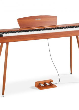 Weighted Digital Piano, 88 Keys Fully Weighted, Electric Piano Keyboard with Sheet Music Stand, Triple Pedal, Power Adapter, 280 Tones, Support Wireless Connection, for Beginners, Wood Color