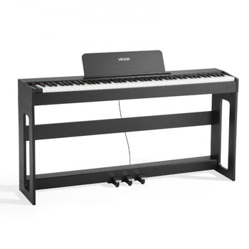 Weighted Digital Piano, 88 Keys Fully Weighted, Electric Piano Keyboard with Furniture Stand, Power Adapter, Triple Pedal, Record Function, 280 Tones, Wireless Connection, for Beginners, Black