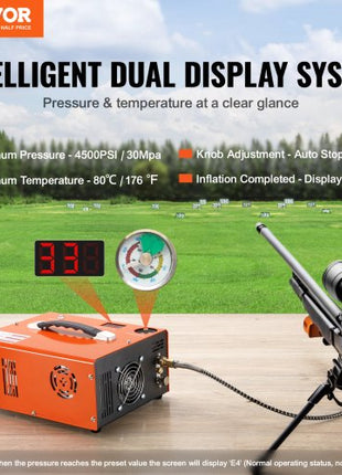 PCP Air Compressor, 4500PSI Portable PCP Airgun Compressor with Built-in Converter, Auto-Stop | DC12V/AC120V | Oil & Water-Free Paintball Tank Compressor Pump for Air Rifle, Scuba Diving Bottle