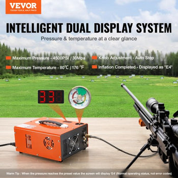 PCP Air Compressor, 4500PSI Portable PCP Airgun Compressor with Built-in Converter, Auto-Stop | DC12V/AC120V | Oil & Water-Free Paintball Tank Compressor Pump for Air Rifle, Scuba Diving Bottle
