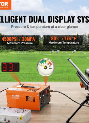 PCP Air Compressor, 4500PSI/30Mpa Portable PCP Airgun Compressor with External Converter, DC12V, AC115V | Oil & Water-Free | Manual-Stop Air Rifle, Paintball and Scuba Tank Compressor Pump