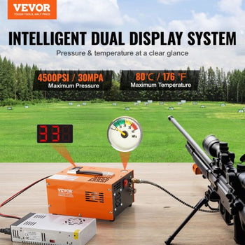 PCP Air Compressor, 4500PSI/30Mpa Portable PCP Airgun Compressor with External Converter, DC12V, AC115V | Oil & Water-Free | Manual-Stop Air Rifle, Paintball and Scuba Tank Compressor Pump