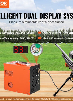 PCP Air Compressor, 4500PSI/30Mpa Portable PCP Airgun Compressor - Built-in Water and Fan Cooling System, Auto-Stop | DC12V/AC120V Paintball Tank Compressor for Air Rifle, Scuba Diving Bottle
