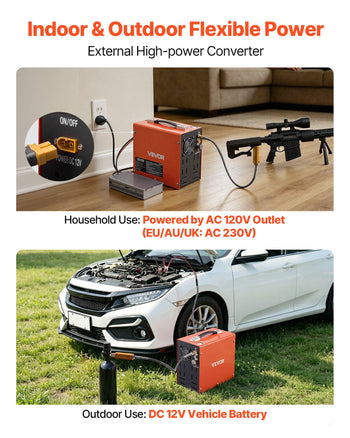 PCP Air Compressor 4500PSI PCP Airgun Compressor & External Converter, Manual Stop 350W DC12V/AC120V Portable Paintball Tank Compressors for Air Rifle, Scuba Diving Bottle