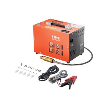 PCP Air Compressor, 4500PSI/30Mpa Portable PCP Airgun Compressor with Built-in Converter & Fan Cooling System, DC12V/AC120V Manual-Stop Air Rifle, Paintball and Scuba Tank Compressor Pump