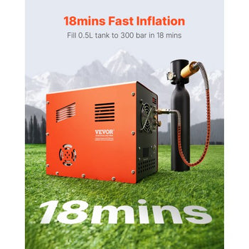 PCP Air Compressor, 4500PSI/30Mpa PCP Airgun Compressor with Built-in Converter & Fan Cooling System, Auto Stop DC12V/AC120V Portable Paintball Tank Compressor for Air Rifle, Scuba Diving Bottle