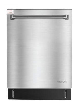24 Inch Built-In Dishwasher, Stainless Steel Tub, 14 Place Settings and 8 Washing Programs, 23.82 x 25.2 x 33.78 Inch Low-Noise Dishwashing Machine with Upper / Lower Racks and Zoned Storage
