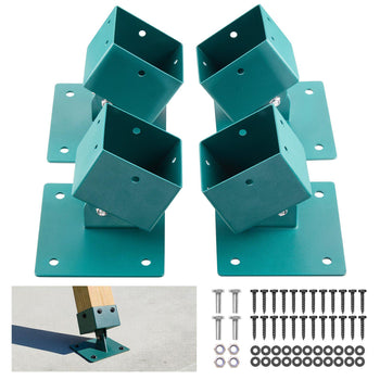 Swing Set Brackets, 4 Pack Heavy Duty Swing Set Leveling Hardware, Fits 4 x 4 in Post (Actual 3.6 x 3.6 in), 45°-60° Angle Range, Stainless Steel Anchor Level Kit on Uneven Grass Wooden Ground
