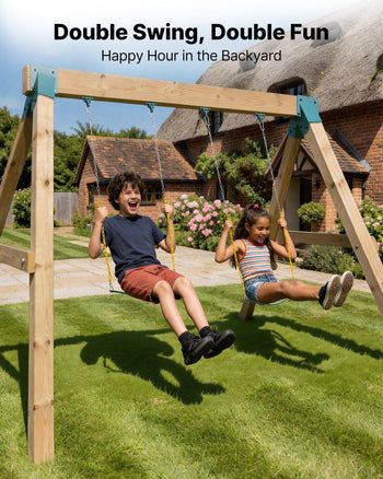 Swing Set Brackets, Heavy-Duty A-frame Set Hardware, with 2 A-Frame Swing Brackets & 2 Seats & 4 Hangers, for Playground Backyard Park Equipment Mounting Parts Outdoor, Hardware Included, Green
