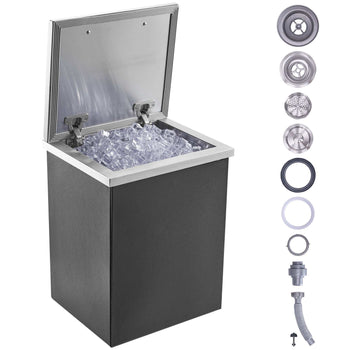 Black stainless steel ice maker with a sleek design, featuring a silver lid and transparent ice compartment.