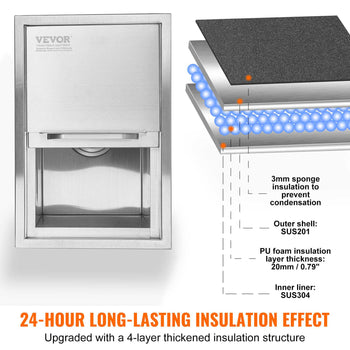 Stainless steel insulated door with 3mm sponge, PU foam, and SUS304 material for lasting thermal efficiency.