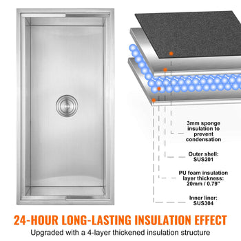 Stainless steel shower tray with a 4-layer insulation structure, featuring a sleek design and durable PU foam core.