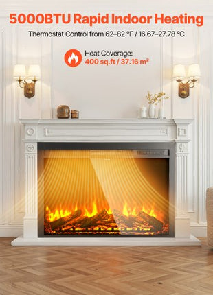 Electric Fireplace Insert, 40 inch Recessed and Wall Mounted with Adjustable Flame Color Brightness & 8h Timer & Remote Control, Indoor Heater w/ 750W/1500W Dual Heating Modes, 5000BTU Black