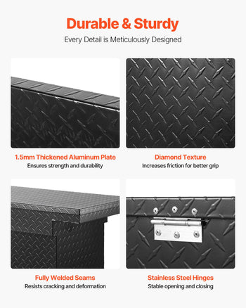 Crossover Truck Tool Box, 71x27x18 In, Heavy Duty Aluminum Toolbox with Diamond Texture, Pick Up Truck Bed RV Trailer Toolbox, Waterproof Storage Organizer with Lock, Keys, Side Handles, Black