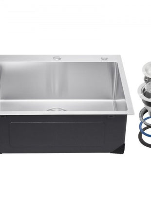 25 inch Kitchen Sink Workstation, 304 Stainless Steel Top Mount Sinks, Drop-In Single Bowl Farmhouse Basin with Accessories, Household Dishwasher Sinks for RV, Prep Kitchen, Laundry Room, Bar