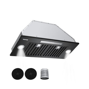 Range Hood Insert, 30 Inch Built-in Kitchen Vent Hood, 800CFM  Steel Stove Hood, with Gesture & Touch Control, LED Light, Baffle Filters, 4-Speed Exhaust Fan, Ducted/Ductless Convertible