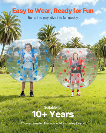 Inflatable Bumper Balls 2-Pack, 4FT/1.2M Body Sumo Zorb Balls for Teen & Adult, 0.8mm Thick PVC Human Hamster Bubble Balls for Outdoor Team Gaming Play, Bumper Bopper Toys for Garden, Yard, Park