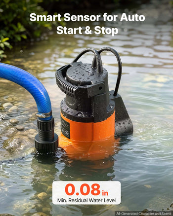 Submersible Water Pump 0.7 HP 3300 GPH Portable Utility Sump Pump, High Flow Water Removal, with 9.84 ft Power Cord, for Swimming Pool Draining Garden Ponds Hot Tubs Basements, IPX8 Waterproof