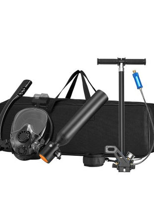 Scuba Tank, 0.5L Portable Diving Tank, Diving Oxygen Cylinder Support 5-10 Minutes Underwater Breathing, 32.81 ft Diving Depth, Refillable Snorkel Air Tank with Pump for Underwater Exploration