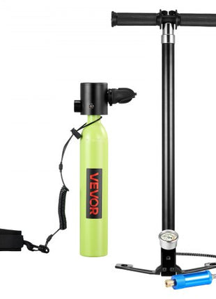 Mini Scuba Tank, 0.5L Portable Diving Tank for Underwater Breathing, Reusable Lung Diving Cylinder up to 10 Minutes Dive Time, Emergency Rescue Pony Bottle with Pump, Bag, Lanyard for Snorkeling