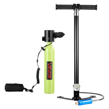 Mini Scuba Tank, 0.5L Portable Diving Tank for Underwater Breathing, Reusable Lung Diving Cylinder up to 10 Minutes Dive Time, Emergency Rescue Pony Bottle with Pump, Bag, Lanyard for Snorkeling
