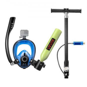 Mini Scuba Tank with Sub-Mask, 0.5L Portable Diving Tank for Underwater Breathing, Reusable Lung Diving Cylinder up to 10 Minutes Dive Time, Emergency Rescue Pony Bottle with Pump for Snorkeling