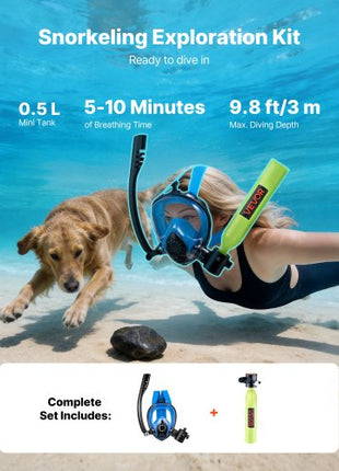 Mini Scuba Tank with Sub-Mask, 0.5L Portable Small Diving Tank for Underwater Breathing, Reusable Lung Diving Cylinder up to 10 Minutes Dive Time, Emergency Rescue Pony Bottle for Snorkeling