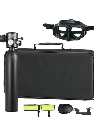 Scuba Tank, 0.5L Portable Diving Tank with Pump, Diving Oxygen Cylinder Supports 5-10 Minutes Underwater Breathing, 98.43 ft Diving Depth, Refillable Snorkel Air Tank for Underwater Exploration