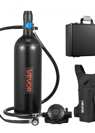 Mini Scuba Tank, 1.9L Portable Diving Tank for Underwater Breathing, Reusable Lung Diving Cylinder up to 35 Minutes Dive Time, Emergency Rescue Pony Bottle with Backpack & Case for Snorkeling
