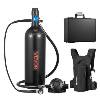 Mini Scuba Tank, 1.9L Portable Diving Tank for Underwater Breathing, Reusable Lung Diving Cylinder up to 35 Minutes Dive Time, Emergency Rescue Pony Bottle with Backpack & Case for Snorkeling