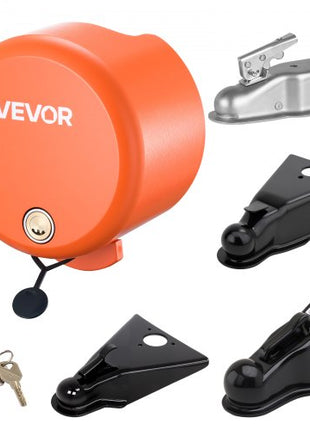 Trailer Lock, Fits 1-7/8, 2 & 2-5/16-Inch Straight Tongue Ball Couplers, Heavy Duty Hitch Lock with 4 Keys Secures Security Chains, Anti-Theft RV Trailer Locks for RV, Trailer, Boat