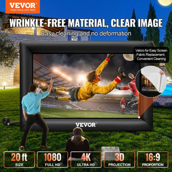 Inflatable Movie Screen 20FT Inflatable Projector Screen for outside with 350W Air Blower Inflatable Screen Oxford Fabric Material Blow Up Screen for Outdoor Movie Supports Front/Rear Projection