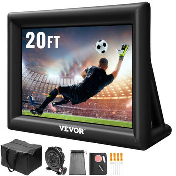 Inflatable Movie Screen 20FT Inflatable Projector Screen for outside with 350W Air Blower Inflatable Screen Oxford Fabric Material Blow Up Screen for Outdoor Movie Supports Front/Rear Projection