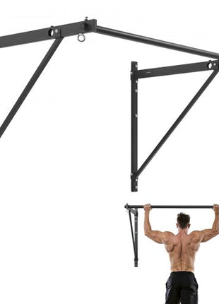 Pull Up Bar, 50 in Width Wall Mounted Pull Ups, Adjustable Depth 22" or 30" from Wall, Heavy Duty Steel Upper Body Workout Bars, 440 lbs Weight Capacity Chin Up Training Station, for Home Gym