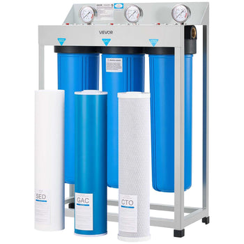 Whole House Water Filter System, 3-Stage | Sediment, GAC, CTO | 4.5" x 20" Home Water Purifier Filter Reduce Chlorine, Chemicals, VOCs, Bad Taste, Odor, Rust