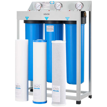 Whole House Water Filter System, 3-Stage | Sediment, PHO, CTO | 4.5" x 20" Home Water Purifier Filter Reduce Chlorine, Bad Taste, Odor, Rust, Prevent Scale and Corrosion