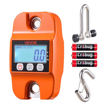 Digital Crane Scale, 880 lbs/400 kg Max Capacity, Handheld Hanging Scale with Cast Aluminum Case & LCD Display, 0.2 lbs Division & 3 Unit Switch, Auto-Off Setting for Farm Hunting Fishing, Orange