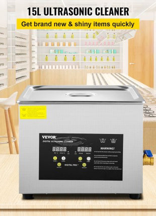15L Upgraded Ultrasonic Cleaner (600W Heater,360W Ultrasonic) Professional Digital Lab Ultrasonic Parts Cleaner with Heater Timer for Glass Dental Instruments Cleaning