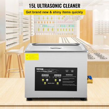15L Upgraded Ultrasonic Cleaner (600W Heater,360W Ultrasonic) Professional Digital Lab Ultrasonic Parts Cleaner with Heater Timer for Glass Dental Instruments Cleaning