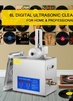Ultrasonic Cleaner 6L Ultrasonic Vinyl Cleaner 7-12 Inch 8 Records Ultrasonic Vinyl Cleaning Machine 180W Ultrasonic Records Cleaner with Drying Rack for Home Store