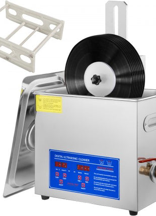 Ultrasonic Cleaner 6L Ultrasonic Vinyl Cleaner 7-12 Inch 8 Records Ultrasonic Vinyl Cleaning Machine 180W Ultrasonic Records Cleaner with Drying Rack for Home Store