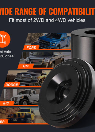 Black front axle spacer compatible with 2WD and 4WD vehicles, fit for Ford, GM, Dodge, IHC, Jeep, Dana 30 or 44.