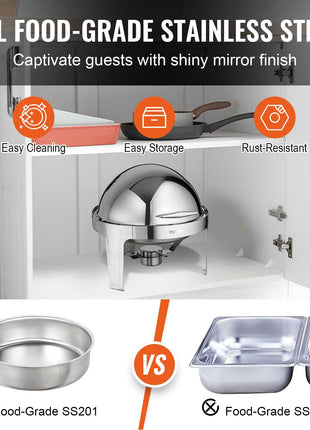 Mirror-finish food-grade stainless steel serving dish, rust-resistant, easy to clean, sleek design for elegant presentations.