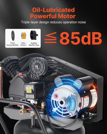 25-Gallon Air Compressor, 2HP 5.5 SCFM at 90PSI, Max 200PSI Pressure Oil-Lubricated Air Compressor Tank, Portable on Wheels for Auto Repair, Tire Inflation, Spray Painting, Woodwork Nailing, 120V