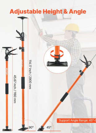 Cabinet Jack Support Pole, 8-Pack, 45.7-114.2 Inch Steel Telescopic Quick Support Rod, Adjustable 3rd Hand System up to 154 lbs Capacity for Installing Cabinets, Lifting Drywall, Cargo Bars