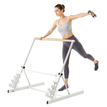 Ballet Barre, 3 ft Freestanding Portable Barre Bar, Home Fitness Exercise Equipment for Abs, Arms, Strength, and Cardio, Easy to Store Foldable Stretching Dance Bars, 4 Level Height Adjustable