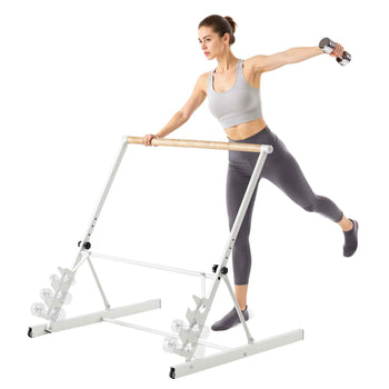 Ballet Barre, 3 ft Freestanding Portable Barre Bar, Home Fitness Exercise Equipment for Abs, Arms, Strength, and Cardio, Easy to Store Foldable Stretching Dance Bars, 4 Level Height Adjustable