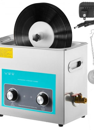 Ultrasonic Vinyl Record Cleaner 6L 40kHz Vinyl Ultrasonic Cleaning Machine Knob Control Record Ultrasonic Cleaner 4 Records Vinyl Sonic Cleaner Stainless Steel Tank with Mechanical Heater & Time