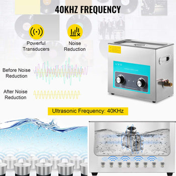 Ultrasonic Vinyl Record Cleaner 6L 40kHz Vinyl Ultrasonic Cleaning Machine Knob Control Record Ultrasonic Cleaner 4 Records Vinyl Sonic Cleaner Stainless Steel Tank with Mechanical Heater & Time